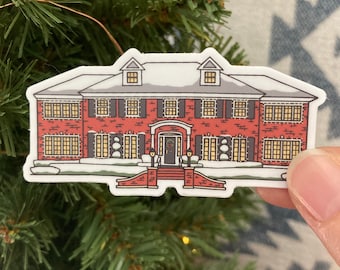 Home Alone House Illustration | Vinyl Waterproof Sticker | 90s Christmas Movie Decor