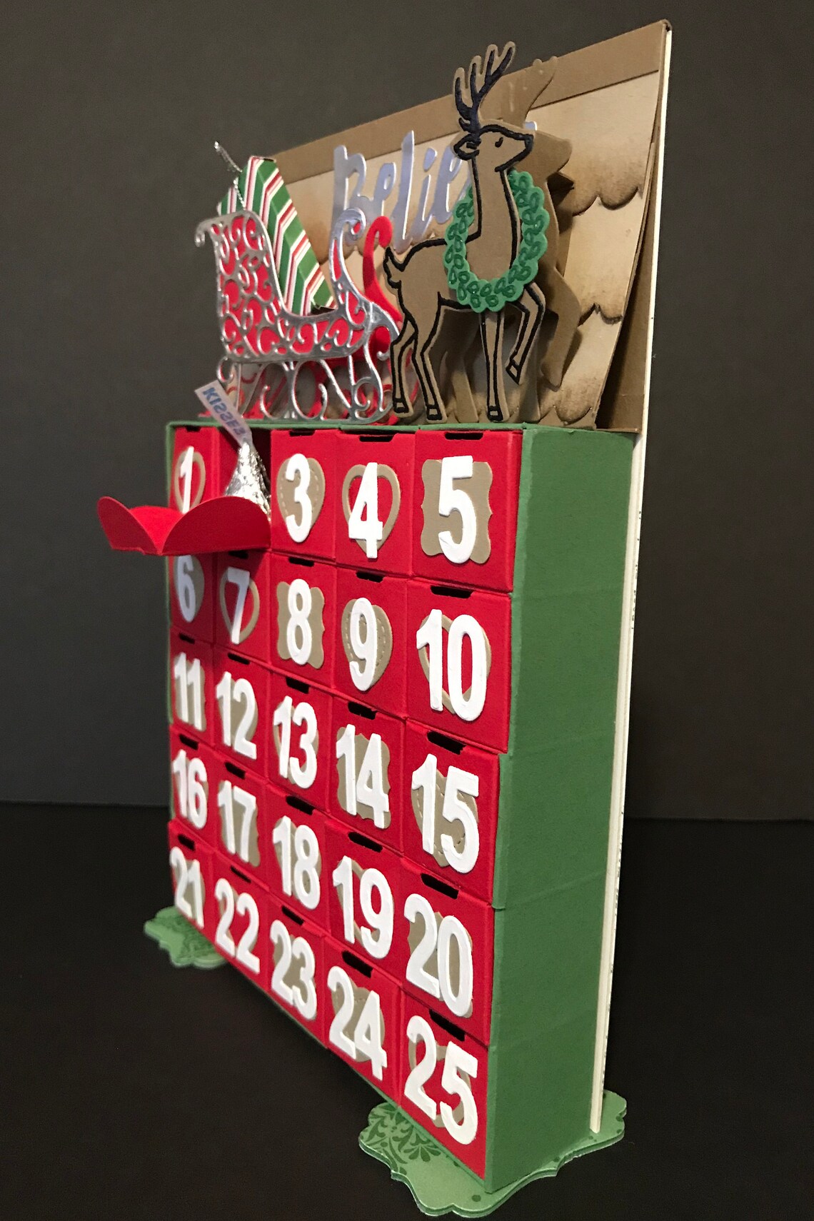 Advent Calendar Christmas Countdown 3D Sleigh Deer Advent Etsy