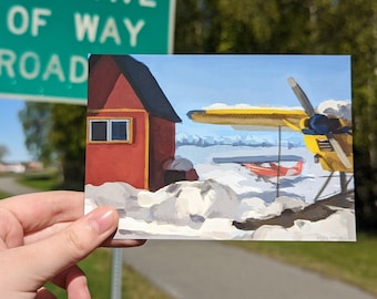 Lake Hood Alaska Postcard | Anchorage Airplane Art