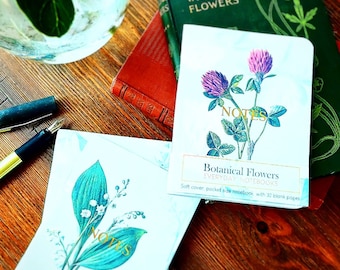 Botanical Everyday Notebooks. Pocket size, softcover notebook  32 blank pages round corners