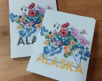 Alaska Wild Flowers Envelope. | Pocket size, softcover notebook 32 blank pages round corners