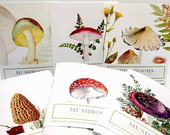 Fly Agaric | Mushrooms Notebooks. Pocket size, softcover notebook 32 blank pages round corners