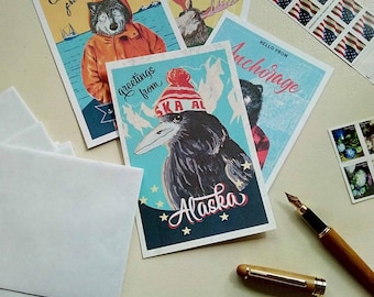 Ensemble de cartes postales de styles de l'Alaska