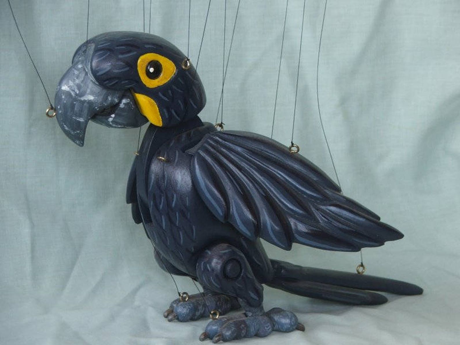 Hyacinth Macaw Parrot Strung Puppet Hand Made to Etsy