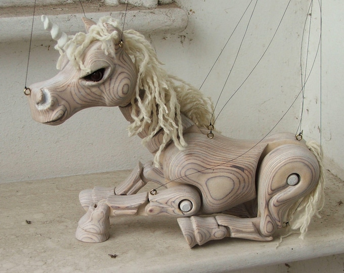 Unicorn Puppet Strung Handmade in Staffordshire England