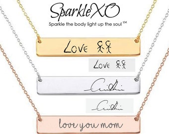 Handwriting Necklace Signature Necklace Engraved Handwriting Jewelry Personalized Necklace Personalized Gift for Her SparkleXOShop