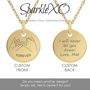 Collar de promesa de meñique, regalo para mejor amiga, collar personalizado para ella, collar de amistad con juramento de meñique, collar de disco, collar de moneda para mujer