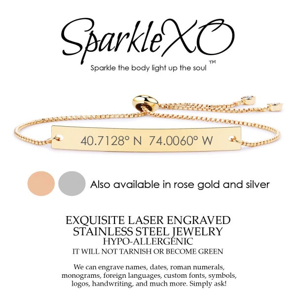 Personalized Bracelet Coordinate Bracelet Name Bracelet Engraved Bracelets Name Bracelet Couple Bracelets Inspirational Friendship Bracelet