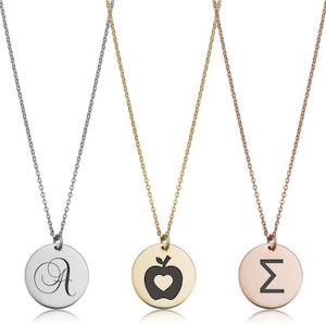 Personalized Disc Necklace • Engraved Necklaces • Tiny Disc Necklace • Engraved Small Coin Necklace • Monogram Necklace • Initial Necklace