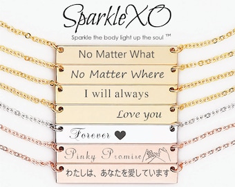 Personalized Necklace for Women Initial Necklace For Her Pinky Promise Necklace Name Necklace Engraved Bar Necklace Customized Jewelry