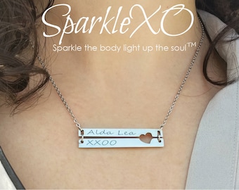 Double Bar Necklace Personalize Name Necklace Custom Engraved Necklace Gift For Women Name Plate Necklace Initial Necklace Gold Bar Necklace