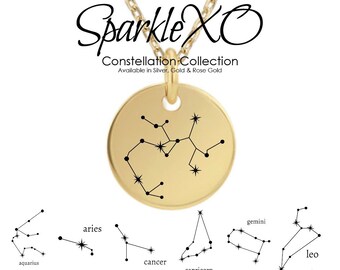 Custom Zodiac Sign Zodiac Constellation Necklace Astrology Jewelry Stars-Christmas Gift-14k Gold Filled,Rose,Sterling Silver-CG329N_5_8 