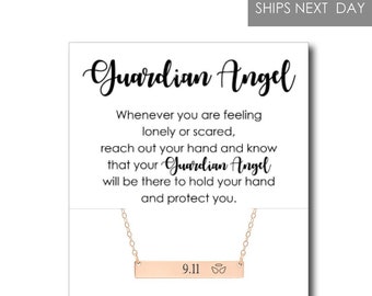 Guardian Angel Necklace Personalized Engraved Necklace Godmother Gift Girl Communion Gift Memorial Necklace Remembrance In Gift Sympathy