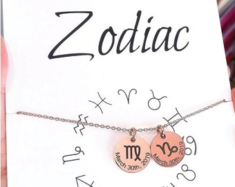 Zodiac Necklace Horoscope Necklace Coin Necklace Zodiac Sign Necklace Astrology Necklace Birthday Gift for Women Constellation Necklace