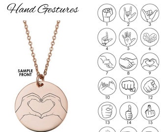 Hand Gesture Necklace, Pinky Promise Necklace, Personalized Necklace for Her Pinky Swear Friendship Necklace Best Friend Gifts Disc Necklace