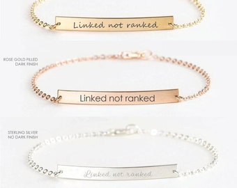 Linked Not Ranked Bracelet, Engraved Bracelets for Best Friends, Sterling Silver Bracelet, Empowering Bracelet, Friendship Bracelet