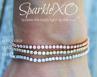 Pulsera de cristal Pulsera de dama de honor Pulseras de capas Pulsera delicada Pulsera delicada Pulsera de oro rosa Pulsera de la amistad Cristales