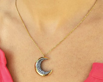 Custom Moon Necklace Personalized Necklace Moon Phase Necklace Engraved Celestial Necklace Crescent Moon Necklace Feminine Necklace