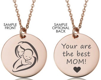 New Mom Gift, Gifts For Mom, Gift For New Mom, Mom To Be Gifts, Mother Necklace, Personalized Coin Necklace,Gold Disc Necklace For New Mom