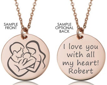 New Mom Gift from Husband, New Mom Necklace, Family Necklace, Gift For New Mom, Mom To Be Gifts, Personalized Coin Necklace, Gold Necklace