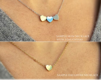 Mother Daughter Necklace Mommy and Me Necklace Set Three Hearts Necklace Gold Mini Heart Necklace Gift for Mom Build a Necklace Gold Heart