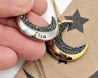 Moon Necklace Gold Moon Necklace Lunar Necklace Personalized Moon Necklace Celestial Jewelry Rose Gold Necklace Crescent Moon Necklace