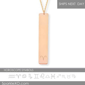 Zodiac Necklace Horoscope Necklace Inspirational Necklace Custom Bar Necklace Personalized Wedding Gift Birthday Gift for Her Gift for Women
