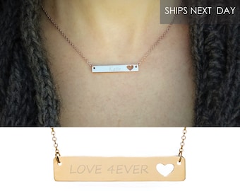 Initial Necklace For Women Personalized Jewelry Gift for Her Custom Engraved Necklace Personalized Necklace Gold Bar Necklace Name Necklace