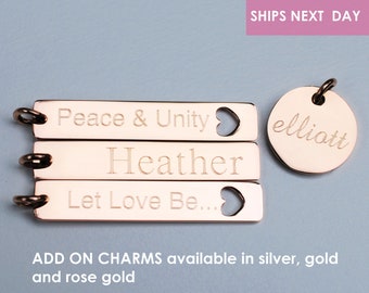 Engraved Charm Bar Necklace add on, Coin Necklace Engraved Necklace Name Necklace Custom Tag Silver Gold Custom Coin Custom Bar Vertical Bar