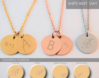 Gold Disc Necklace Personalized Necklace Engraved Necklace Disc Necklace Engraved Coin Necklace Monogram Necklace Initial Necklace SparkleXO