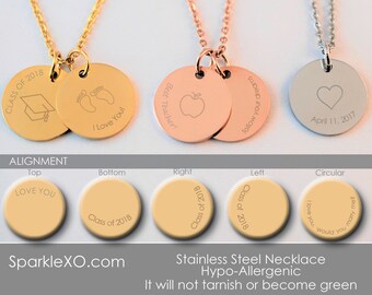 Engraved Necklace Initial Necklace Mothers Day Gift Teacher Gift for Women Graduation Gift Coin Necklace Inspirational Personalized Gift