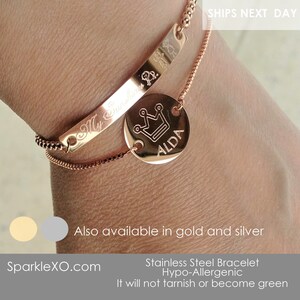 Personalized Name Bracelet Engraved Bracelets Custom Name Bracelet Silver Coin Bracelet Custom Initial Bracelet Gold Monogram Bracelet