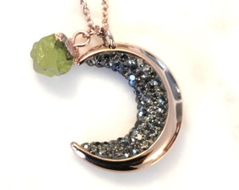 Colar com Pedra Natal • Colar com Pedra Preciosa • Colar Lua com Gema Bruta • Colar Lua com Nome Personalizado • Colar Lua Personalizado Joias Celestiais