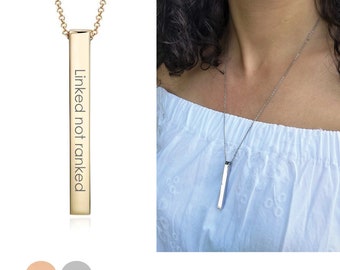 4 Sides Vertical Bar Necklace Name, Linked Not Ranked Necklace, Jewelry For Women, Gift for Women, Birthday Gift, Empowering Necklace