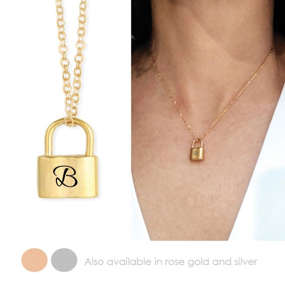 Initial padlock necklace online