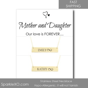 Mother Daughter Necklace Mommy and Me Necklace Personalized Necklace Engraved Necklace Name Necklace Gift for Mom SparkleXOShop
