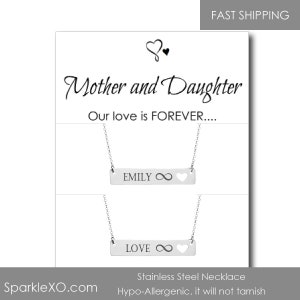Back to School Necklace Mother Daughter Necklace First day of Kindergarten Gift Personalized Necklace Name Necklace Back to School SparkleXO