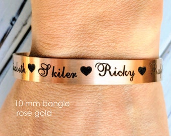 Personalized Cuff Engraved Bangle Engraved Bracelets Gold Bangle Coordinate Bangle Name Cuff Stainless Steel Cuff Valentines Gift for Him