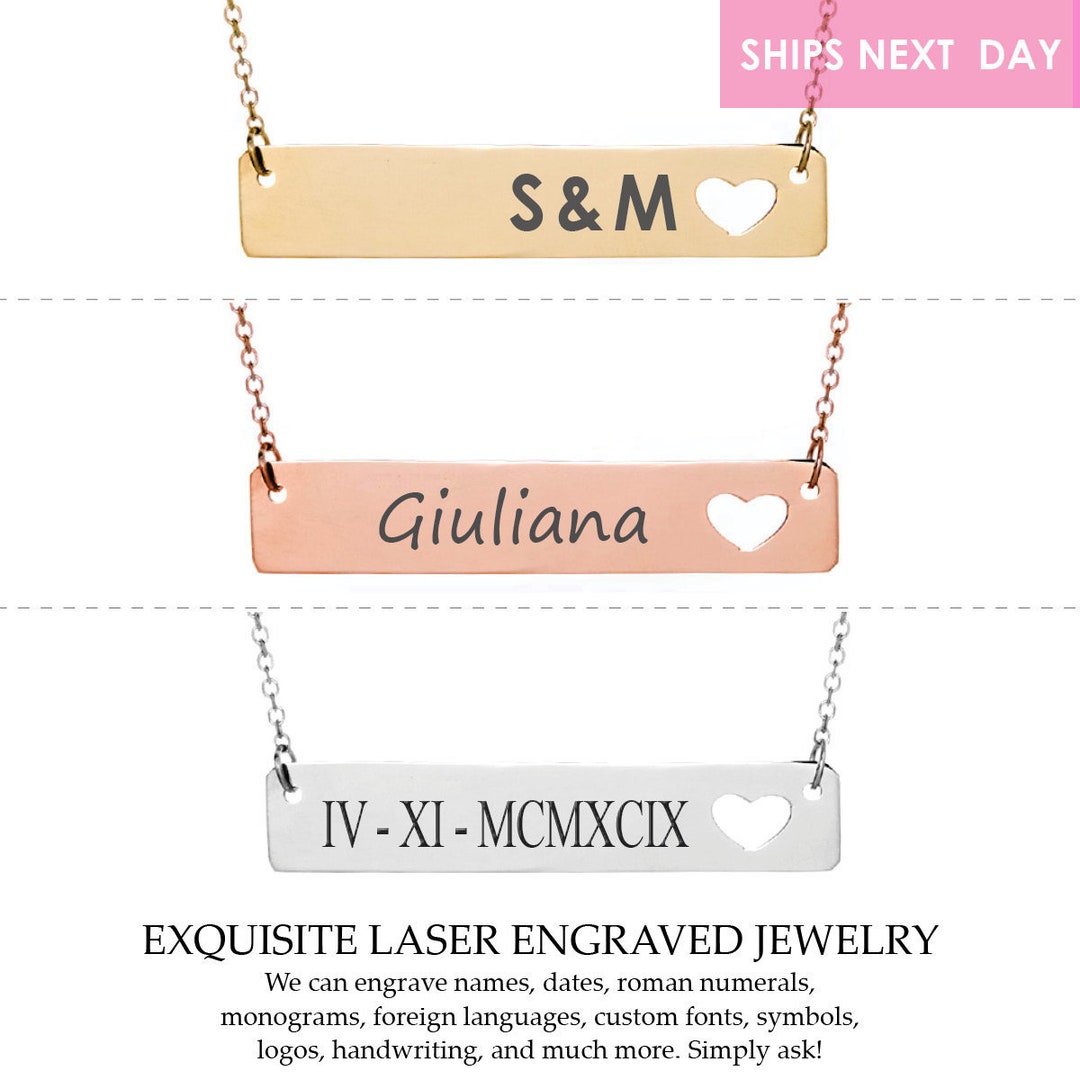 Personalized Name Necklace Bar Necklace Engraved Necklace Etsy