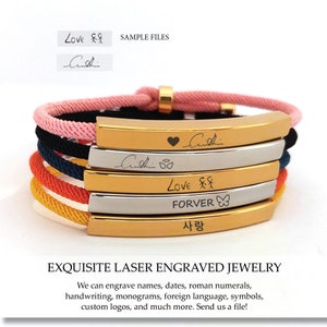 Custom Signature Bracelet, Engraved Bracelet, Personalized Bracelet, Memory Bracelet, Couples Bracelet, Matching Bracelets, Gift for Him image 1
