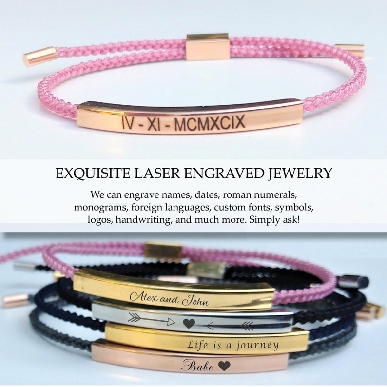 Mens Bracelet Mens Gift Personalized Bracelet for Him Engraved Etsy