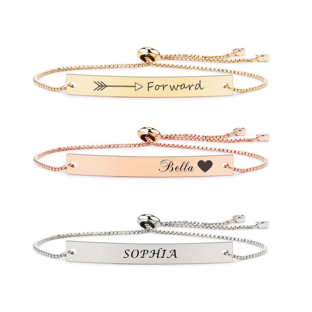 アクセサリー 18k(750) engraved adjustable bracelet Engraved Bracelets Custom Name Bracelet Adjustable Bracelet