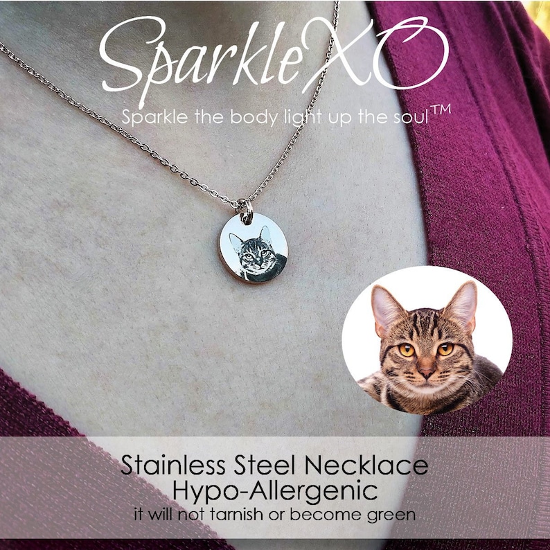 Personalized Pet Portrait Necklace Custom Pet Jewelry Personalized Necklace Pet Memorial Gift Dog Necklace Cat Necklace Custom Pet Jewelry