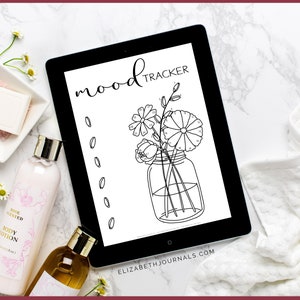 Flowers in a Jar Mood Tracker Printable Planner Digital Bullet Journal ...