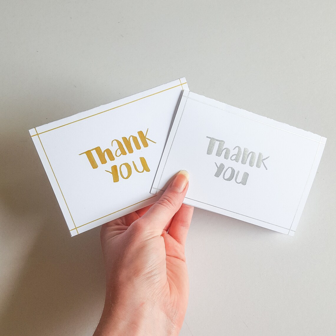 Pack of 5 or 10 Handmade Gold or Silver Thank You Etsy