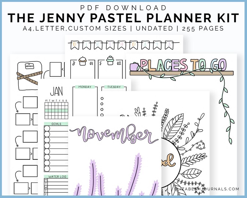 The Jenny Pastel Planner Kit A4 & Letter Sizes 255 pages image 2