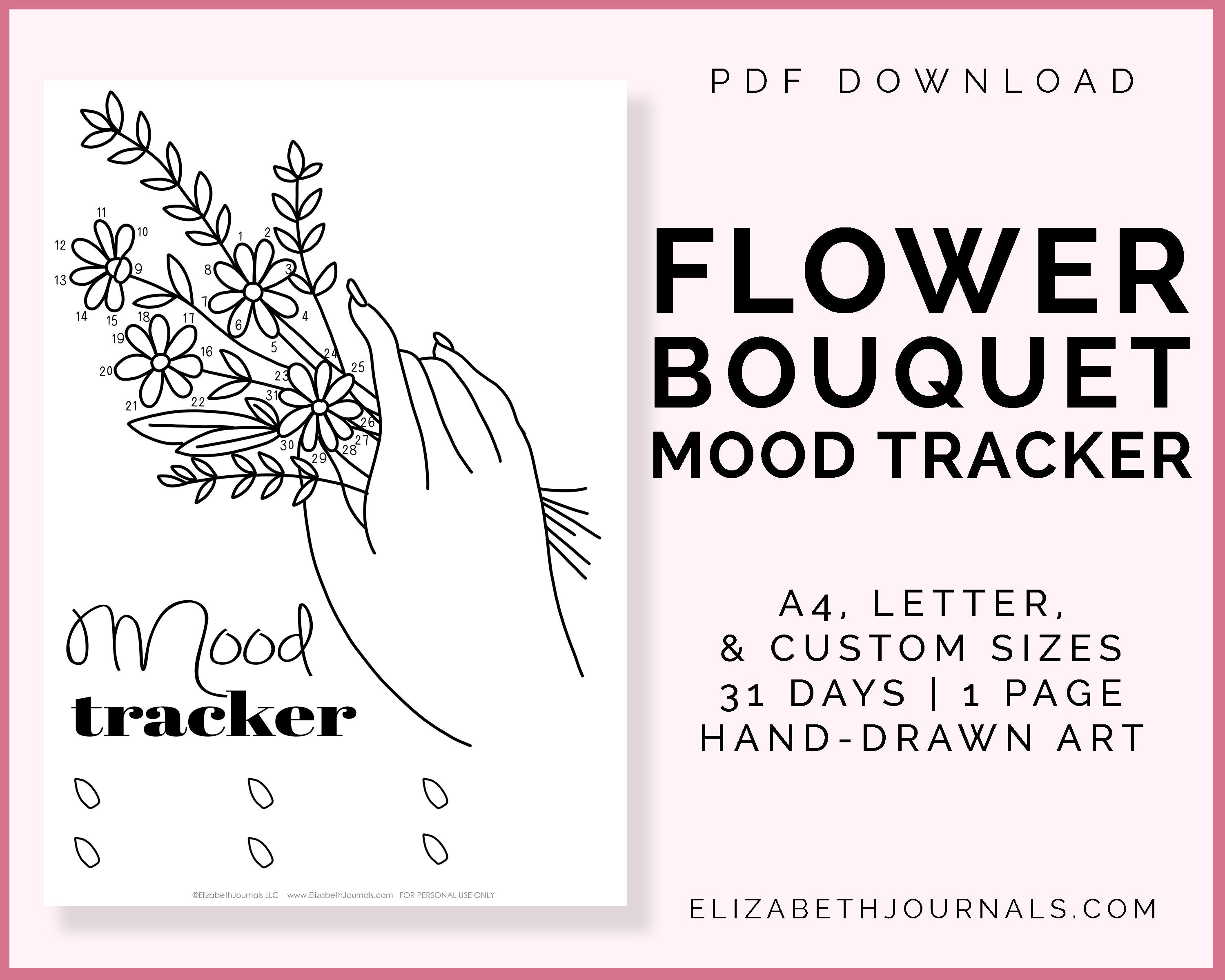 Flower Bouquet Mood Tracker | Printable Planner | Digital Bullet ...