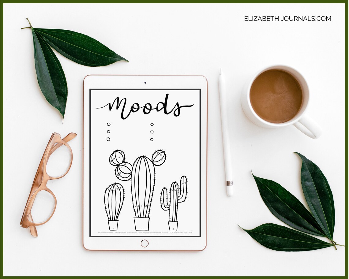 Cactus Mood &amp; Stress Tracker Combo Digital Planner - Etsy Australia