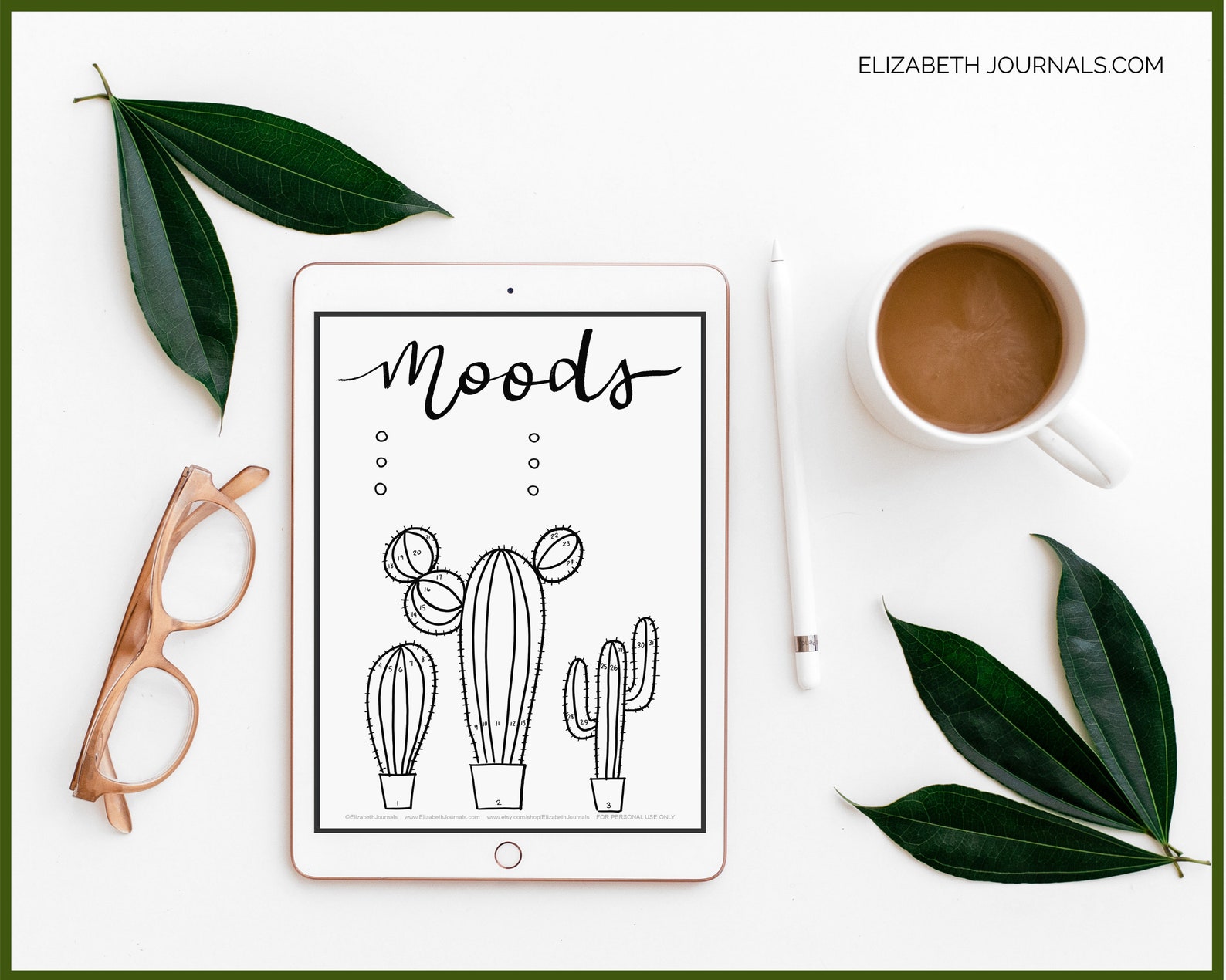 Cactus Mood &amp; Stress Tracker Combo Digital Planner - Etsy