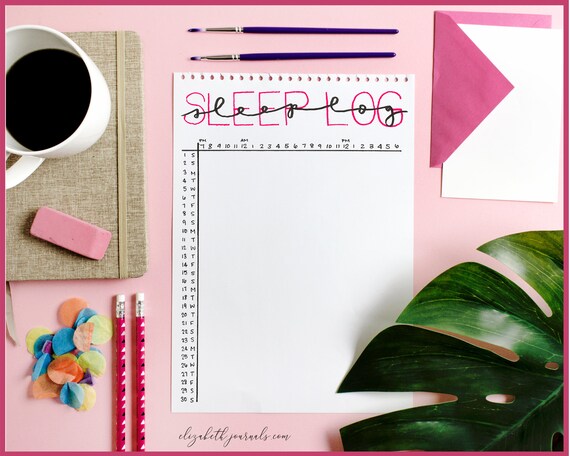 Pink Sleep Log Tracker Bullet Journal Printable Digital Etsy